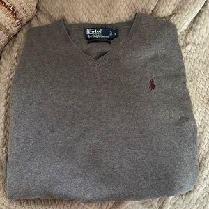 Polo Ralph Lauren Grey V-Neck Sweater- Large